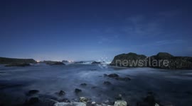 Calm before Storm Brendan: Watch this timelapse of moonlit waves at Ballintoy Harbour, Northern Ireland