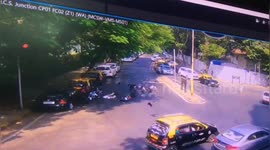 Speeding motorcycle runs down policeman trying to flag it down on Indian street