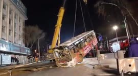 Nine people killed after sinkhole swallows bus while passengers were boarding in China