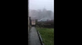 Storm Brendan: Horizontal rain slams Anglesey