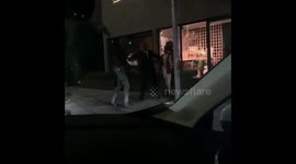 Red jacket guy pepper sprayed security guy