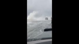 Storm Brendan: Couple on school run capture waves crashing over cars on Southend seafront