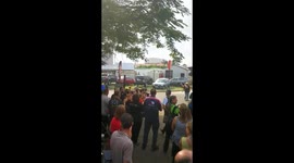 Above knee amputee coming on a motorcycle to his Fundraiser