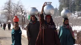 Icy conditions in north India create water shortages as piping is frozen over