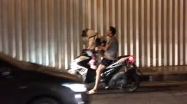 Guy Collects Girlfriend With Pet Dog On Motorcycle
