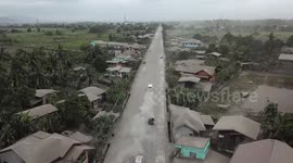 Taal Volcano Crisis - Drone Footage Volcanic Ash Covered Roads And Houses