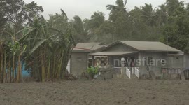 Taal Volcano Crisis - Volcanic Ash Blows Through Air In Strong Wind