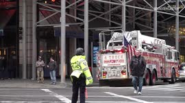 Taxi hit by Brick Debris on West 57th street