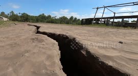 Large cracks open up on roads in towns near Philippines' Taal volcano