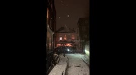 London snow storm with The Holly Bush pub in the background