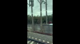 Japan Bullet train ride from Kyoto to Tokyo window view