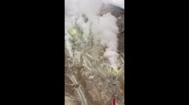 Hakone, Japan steam vents view from gondola, alternate angle
