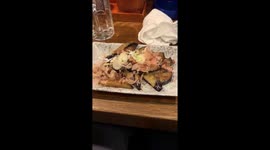 Swaying and moving food in Tokyo, Japan locals restaurant