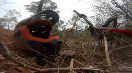 Australian mountain biker captures his own horrific crash on helmet camera