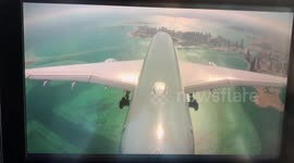Beautiful view with Forward Camera Airbus A350 landing at Hamad International Airport Doha