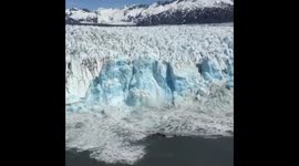 Rare footage captures massive glacier calving in Alaska