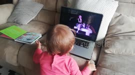 1 year old baby react to Madonna's live show for the first time