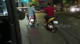 Motorycle Ride Pulled By Friend After Running Out Of Petrol
