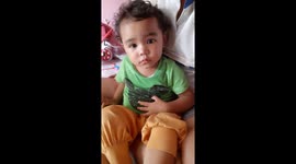 unbelievably, a 19-month-old child mimics animal sounds