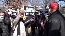 Pro-impeachment protesters and Trump supporters demonstrate outside Capitol as Senate trial underway