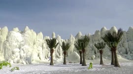Amazing footage showcases peculiar frozen waterfalls in north China