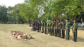 Thai army chiefs burn leaves to demonstrate the causes of air pollution