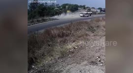Speeding SUV sent flying off road while trying to overtake car in western India