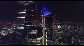 Central London Skyscrapers Night Time Aerial Footage (Drone 4K) - Part 1