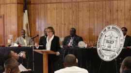 Footage of Valerie Biden's On behalf of Joe Biden's Speaks at NAACP surrogate event breakfast Campaign Tour on Saturday 18 January