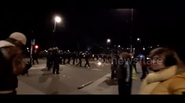 Riot police fire tear gas to disperse protesters in Nantes, France