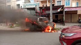 the car caught fire