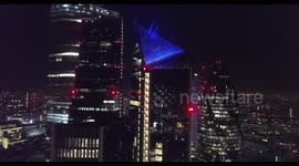 Central London Skyscrapers Night Time Aerial Footage (Drone 4K) - Part 2