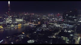 London Bridge Night Time Aerial Footage (Drone 4K)