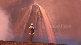 Hikers watch eruption from Italy's Mount Etna