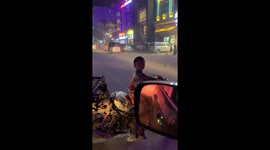 Boy Sits On Motorcycle But Can't Touch The Ground