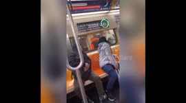 New York subway passengers watch in horror as man is stabbed