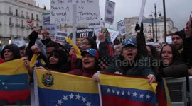 Venezuelan's living in Spain show support to president Juan Guaido