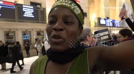 Pro-impeachment protesters gather at Grand Central in NYC
