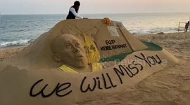 Ten-foot-long sand art tribute in India dedicated to late basketball star Kobe Bryant