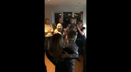 Daughter and grandson travel from US to UK for mum's surprise party