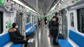 Near-Empty Beijing Subway Line 7 Train during Coronavirus Outbreak