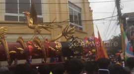 The giant firecrackers parade festival in the Lunar New Year in Vietnam