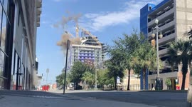 Implosion of Unstable Cranes after Hard Rock Hotel Collapse in New Orleans