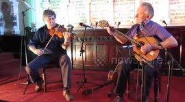 Paddy Glackin and Donal Lunny perform “Jennies Welcome to Charlie”, at The Steeple Sessions at The Unitarian Church, Stephens Green, Dublin.