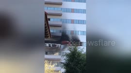Insane building on fire in Los Angeles