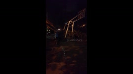 Damaged streets caused by a severe rainstorm in Colombia