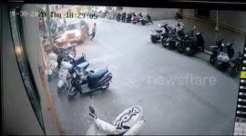 Miraculous escape for pedestrian boy after car swerves off road in west India