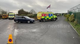 Ambulances arrive at RAF Brize Norton as 83 British nationals trapped in Wuhan set for UK return