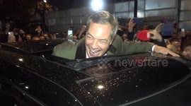 Jubilant Nigel Farage leaves Brexit Day celebration to chants
