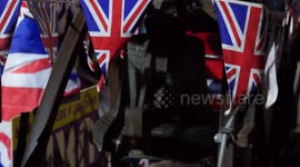Liberty bells & mud-covered EU flags at Brexit supporters rally in London